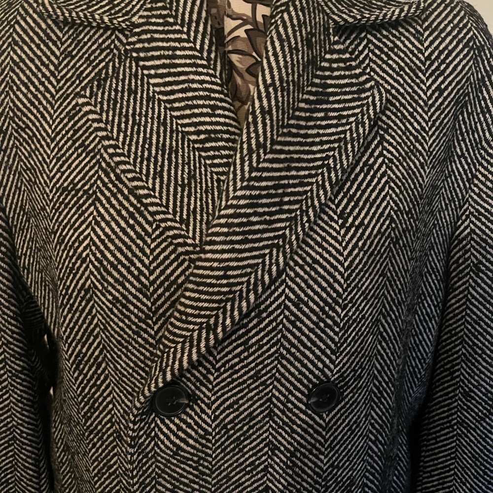 INC International Concepts Black and White Pea Coat